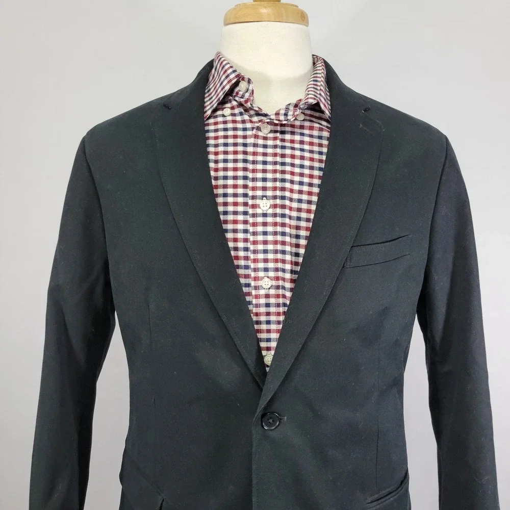 Banana Republic Men's Sport Coat Blazer Two Button Black800 Cotton Blend‎ 44R